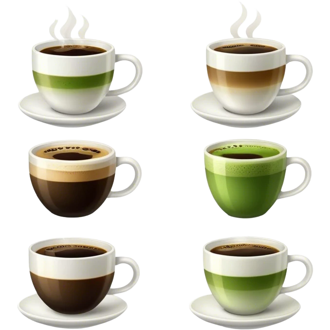 1 cup Coffee and 1 cup matcha emoji