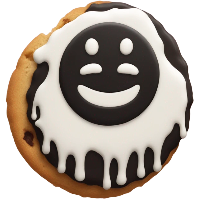Frosting Half black and half white circle  cookke emoji