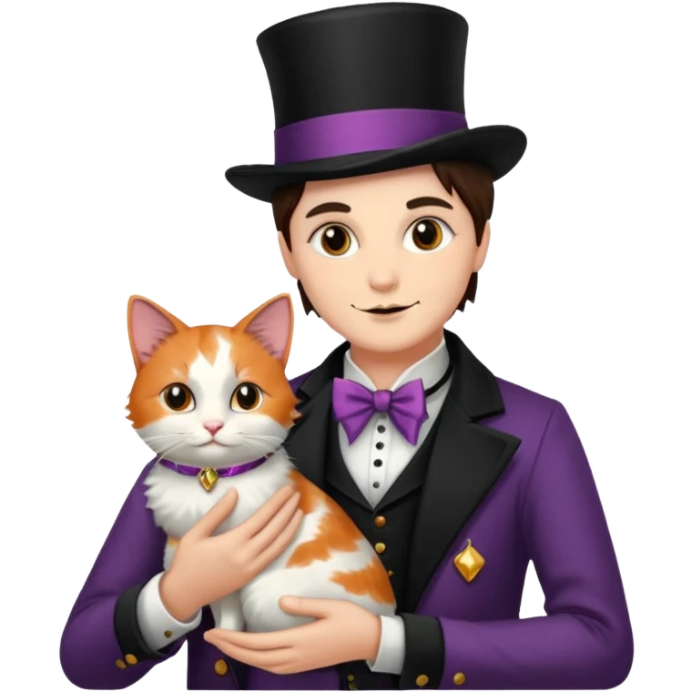 magician couple and their pet cat emoji