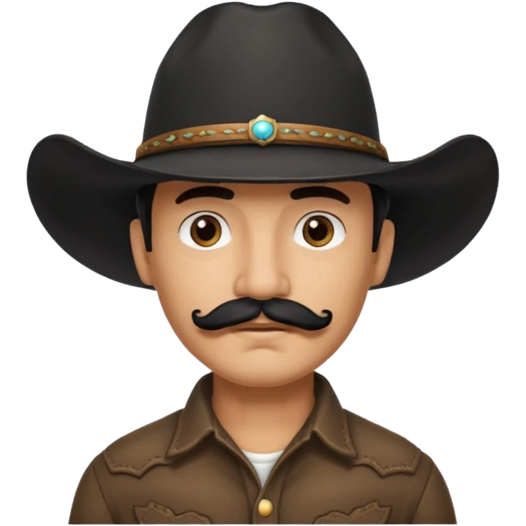 Man with black mustache, wearing black cowboy hat, facing sideways  emoji