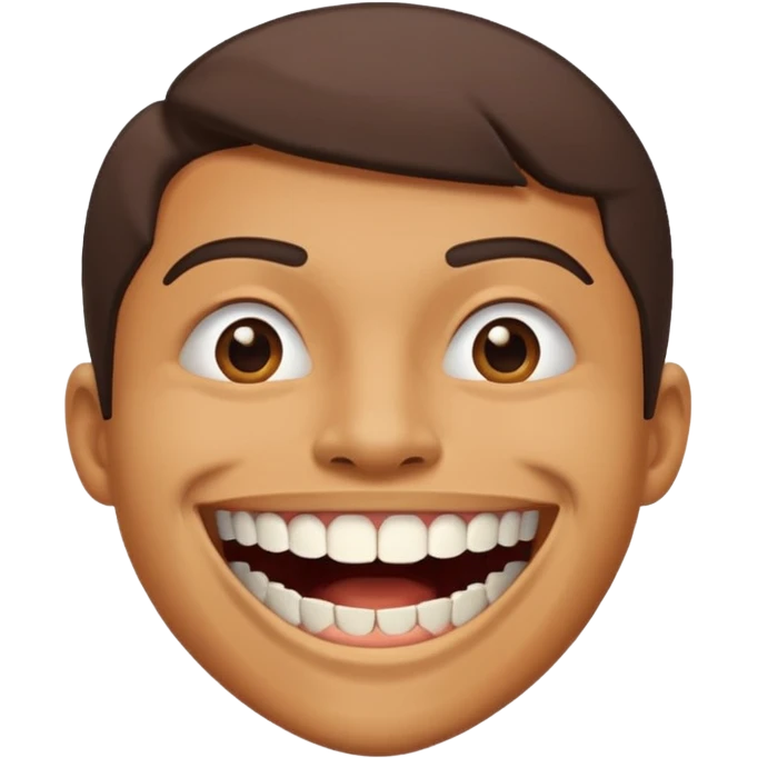 Smiling with teeth out and the teeth cover mouth and is sharp like triangles emoji