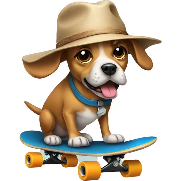 Dog wearing a hat and on a skateboard  emoji