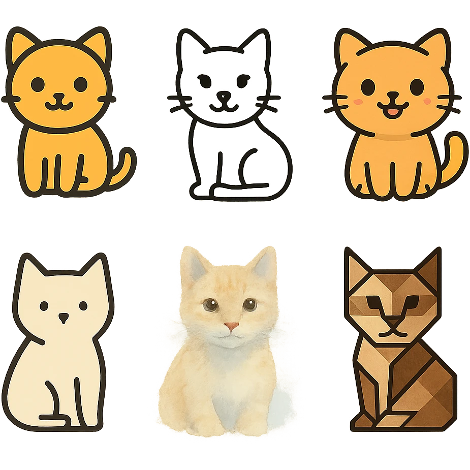 cat icon in various popular styles emoji