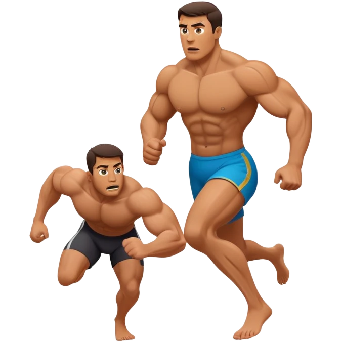 a muscular man afraid and running from his wife emoji