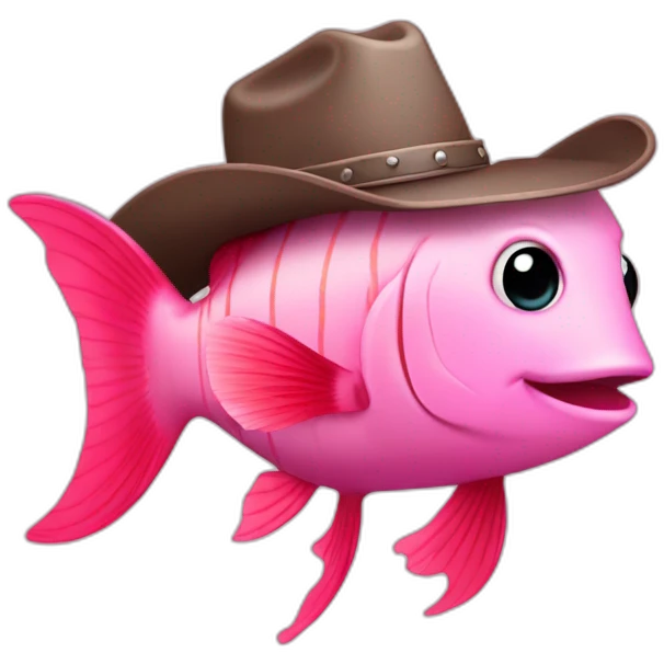 cute pink fish with a cowboy hat emoji