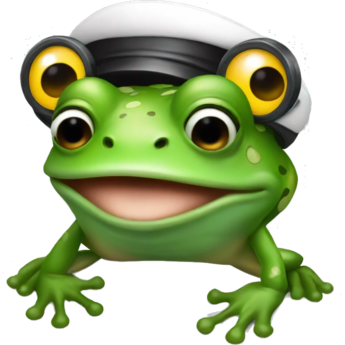 Frog wearing a high visor  emoji