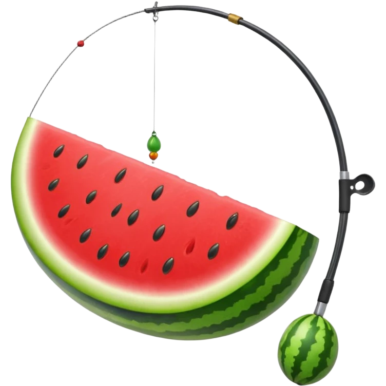 Watermelon on the end of a fishing rod emoji
