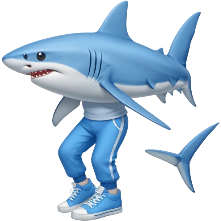 a blue shark walking on two legs, wearing blue high-top sneakers emoji