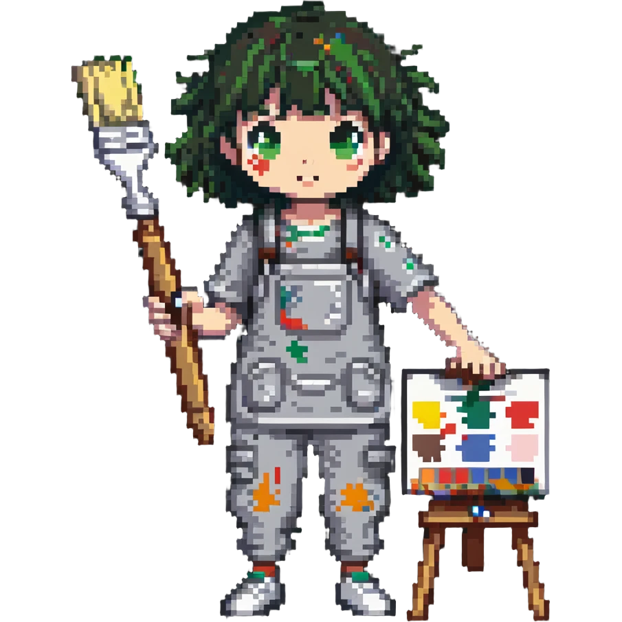 sick artist looking unwell with a paintbrush and palette emoji
