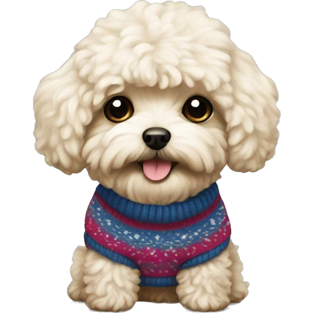 Maltipoo wearing a sweater emoji