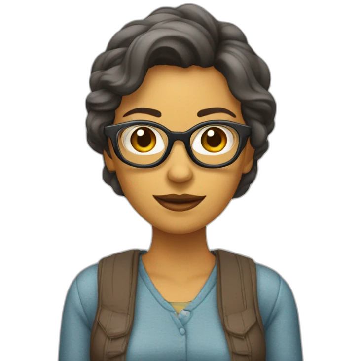 mujer castaña con lentes emoji