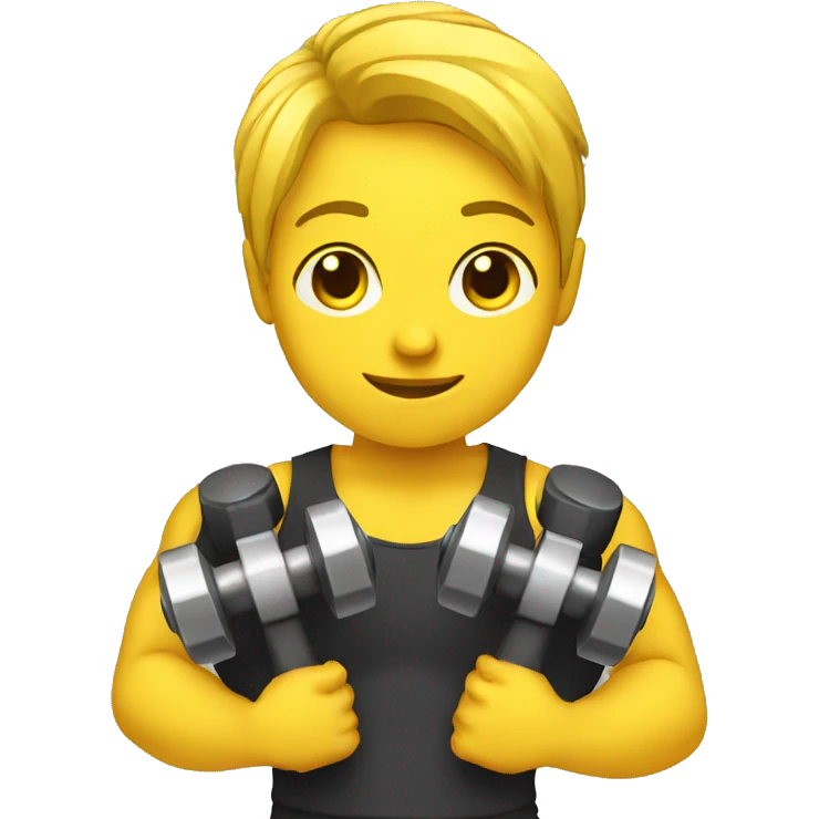 personal trainer with yellow skin holding dumbbells emoji