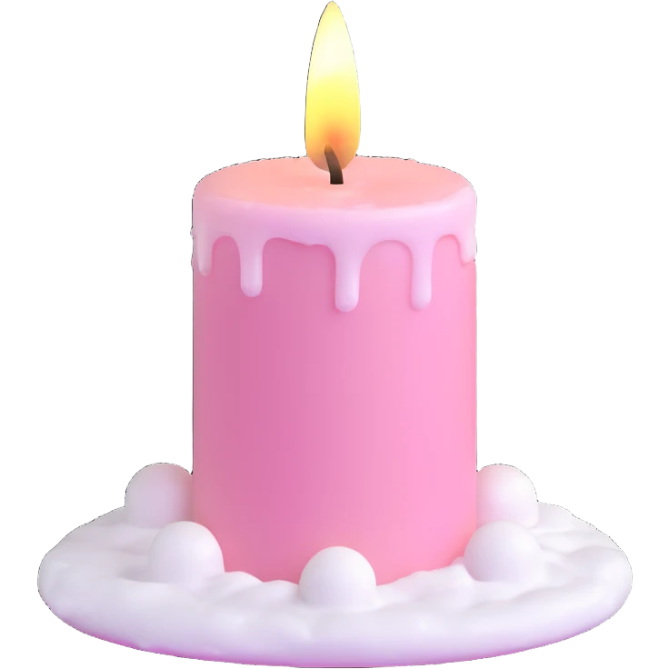 Light pink candle with snow emoji