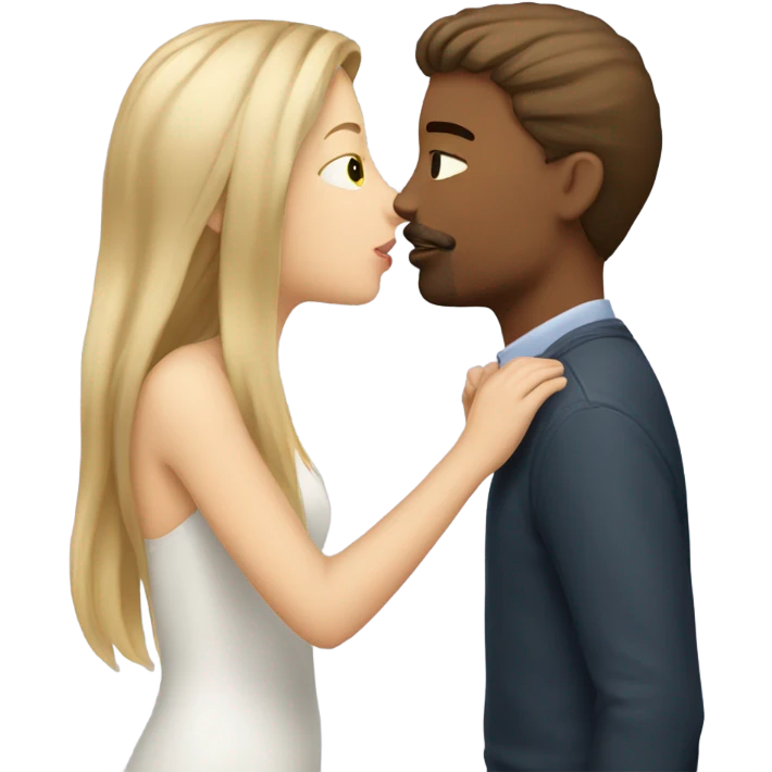 brown hair girl kissing blonde hair man emoji