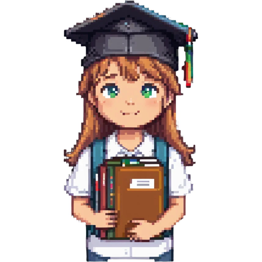 student in a master's cap with a folder in his hands emoji