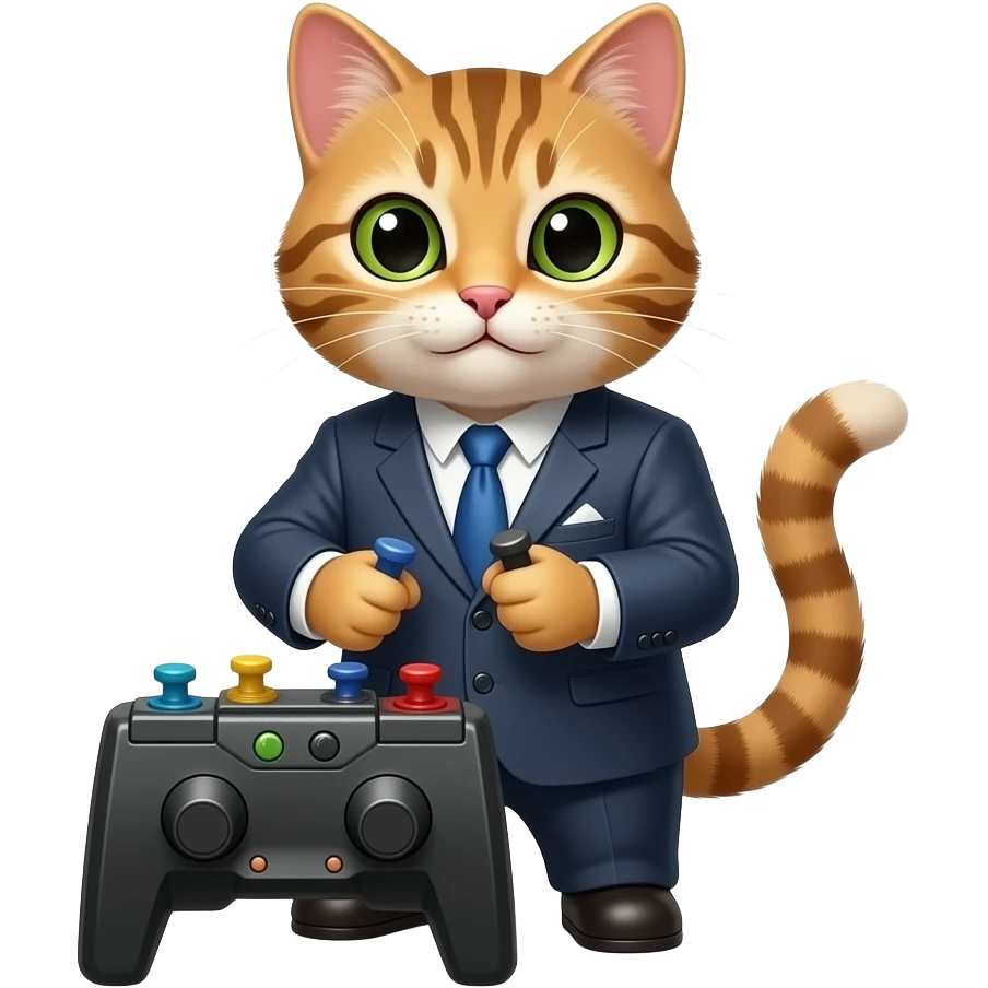 정장을 입고 게임을 하는 고양이 emoji