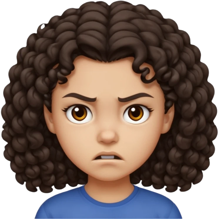 11 years old curly dark brown hair hate the world emoji