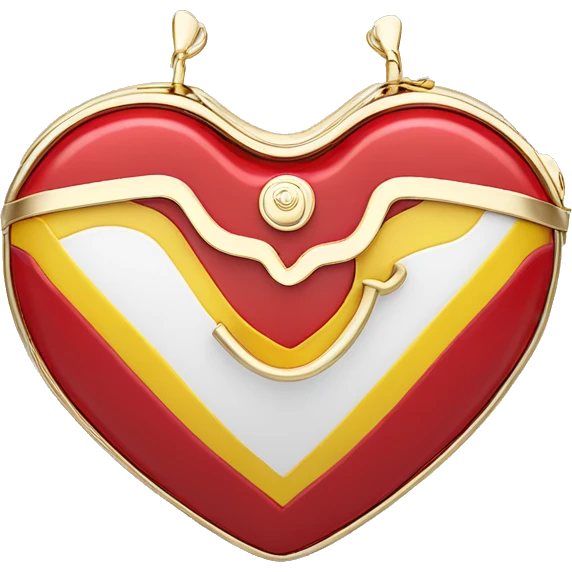  beautiful and delicate heart shaped purse with a Summer Core, in white, bright crimson red and yellow gold colors emoji