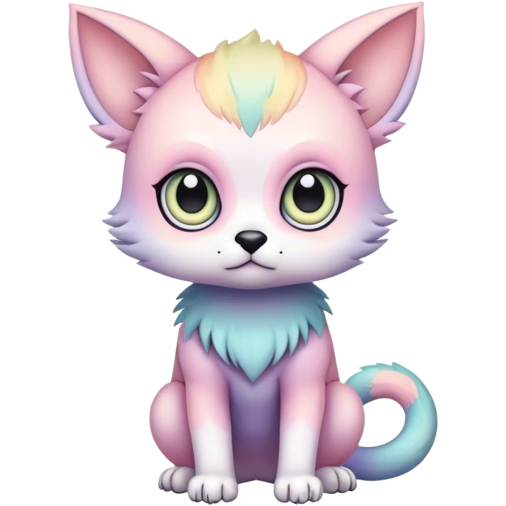 Adorable colorful chibi pastel edgy animal hybrid full body, big Eyes emoji