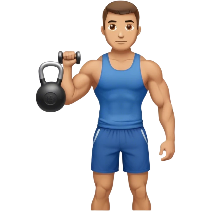 buff man with blue shorts holding kettlebell emoji