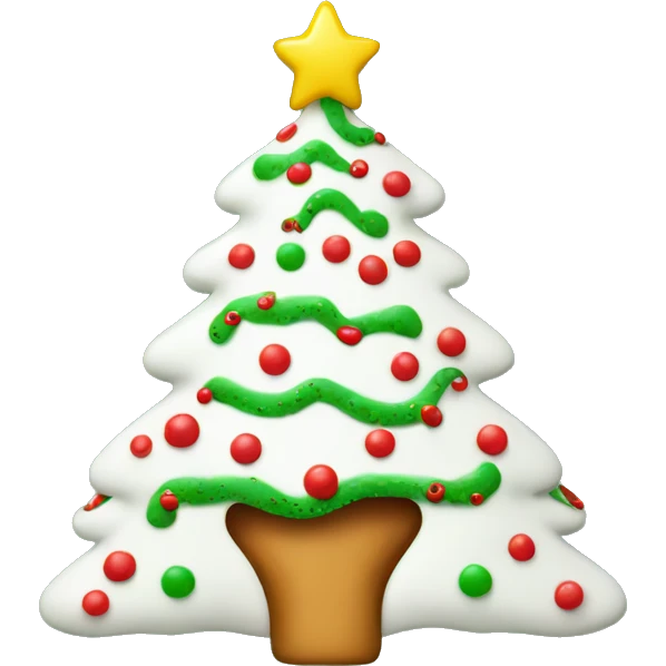 White Christmas tree with red icing drizzled with green sprinkles  emoji