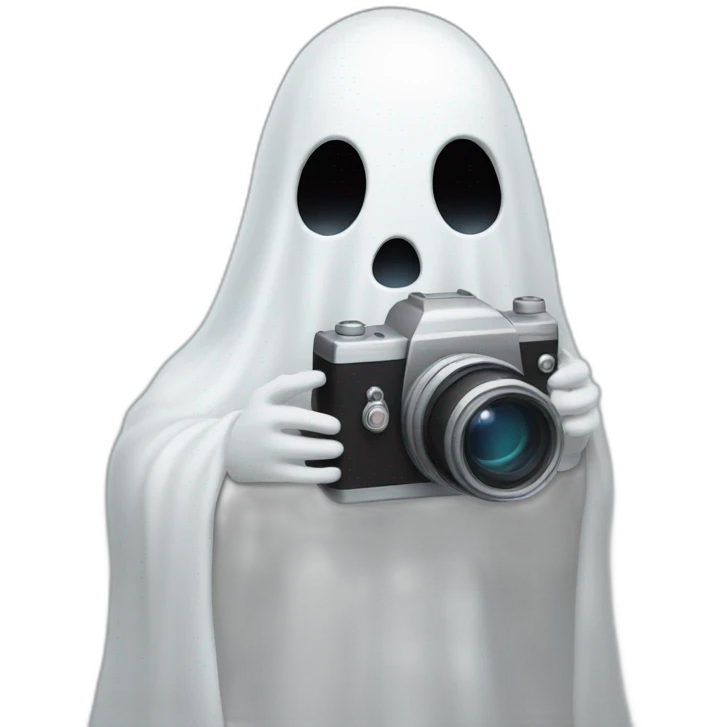 Ghost holding a camera emoji
