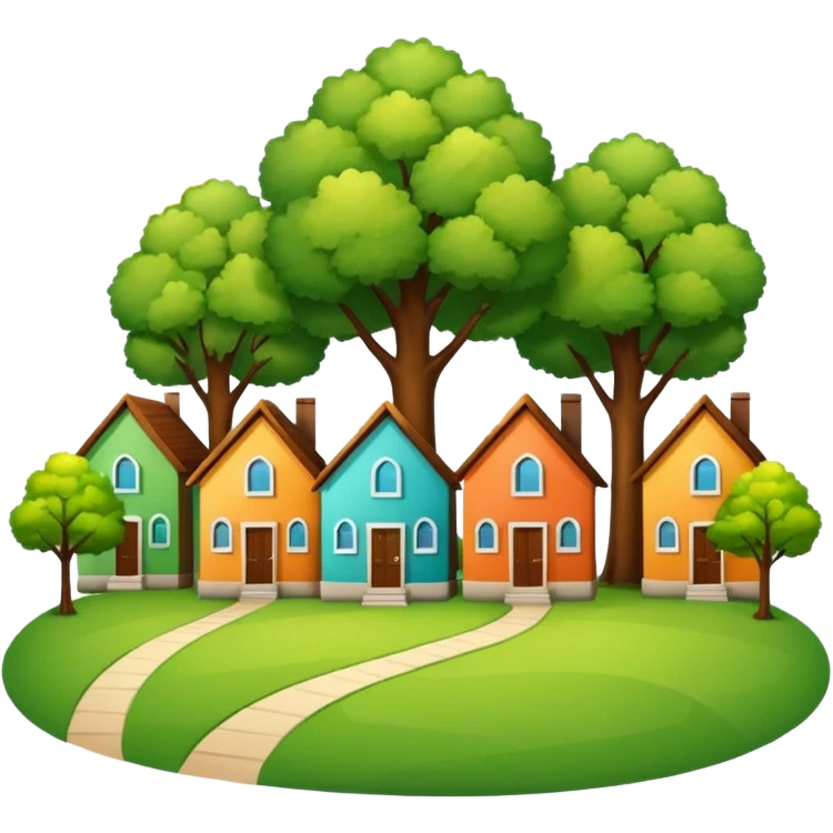 a realistic plot of land with trees and houses emoji