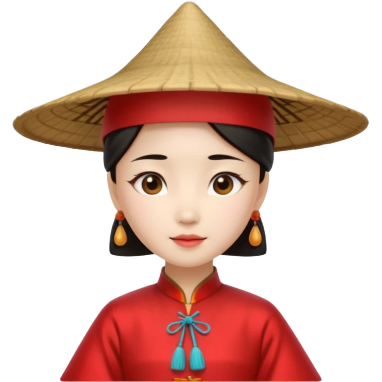 ancient chinese girl with conical hat, red emoji