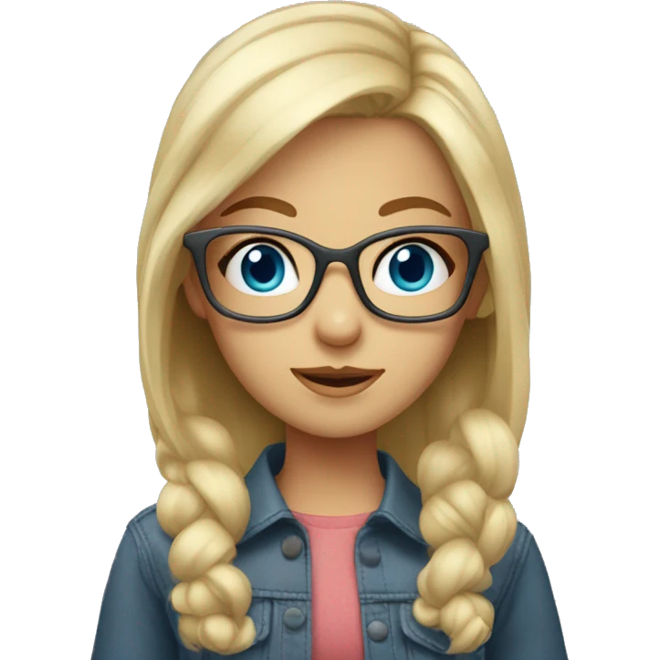 blond girl with grey-blue eyes and cute glasses  emoji