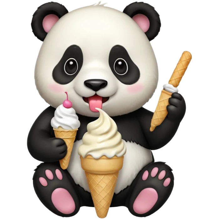 Panda eating ice cream emoji