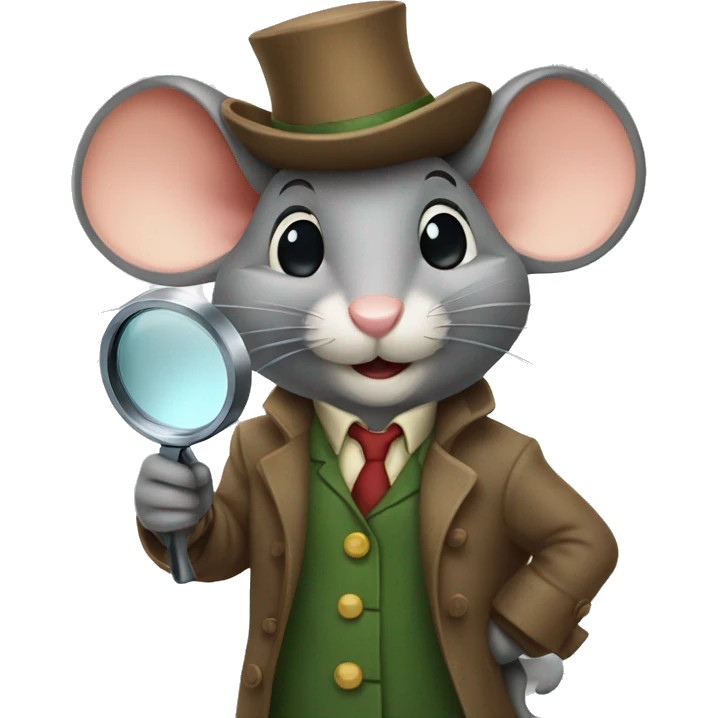 mouse detective holding a magnifying glass emoji