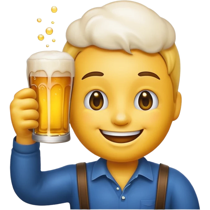 Smiling emoji holding a beer emoji