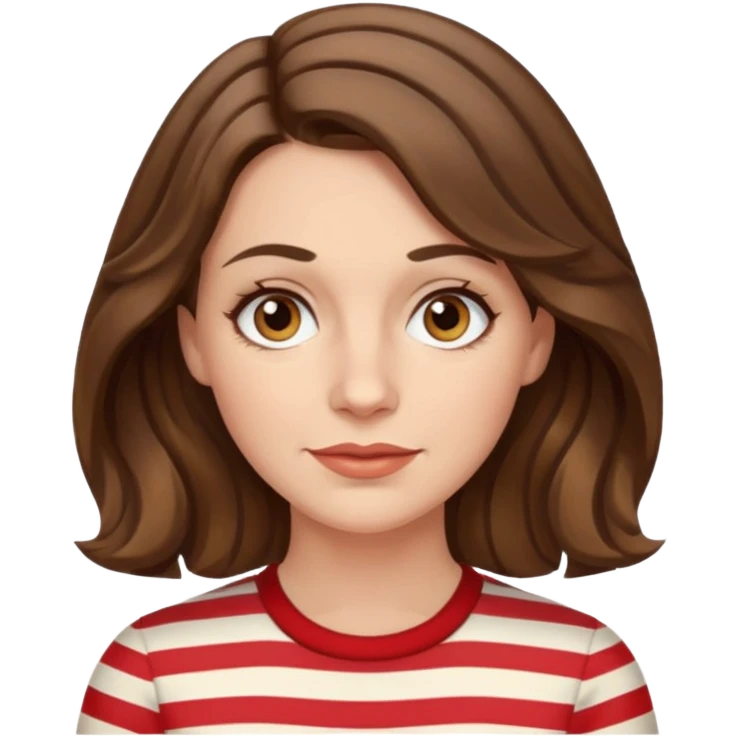 fair-skinned caucasian woman, 40s, chin-length wavy/unruly brown-ish hair with some white stripes, hazel eyes emoji