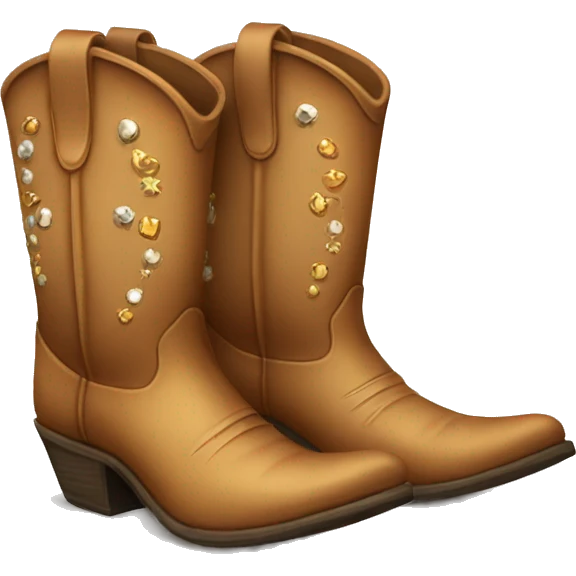 Light brown cowboy boots with jems emoji