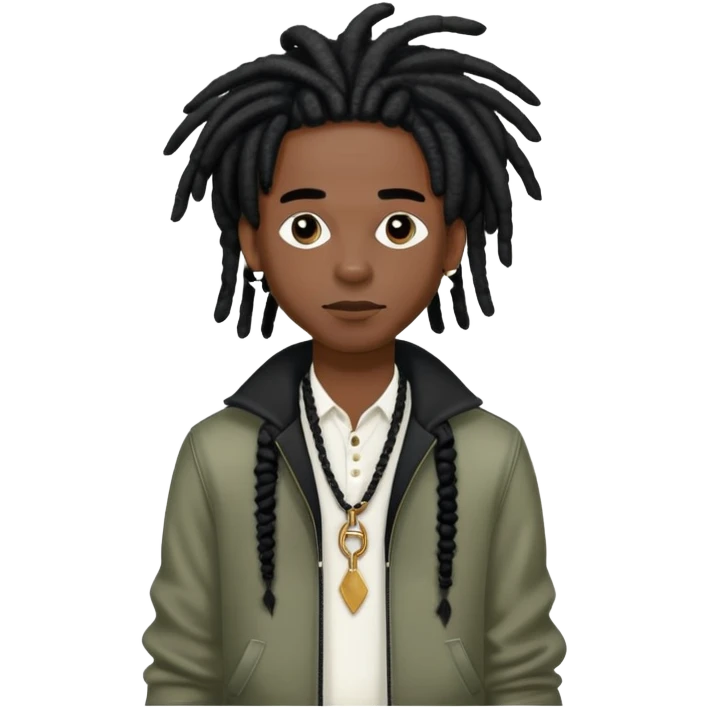 Steve Lacy with black dreads and stylish outfit emoji