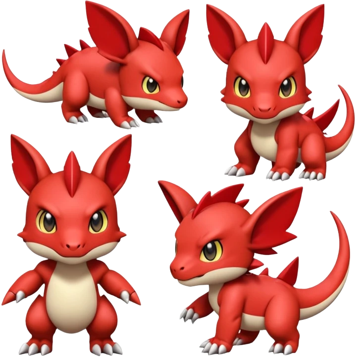 Cute Baby Chibi Digimon-Guilmon-Tyrunt-hybrid (full body) emoji
