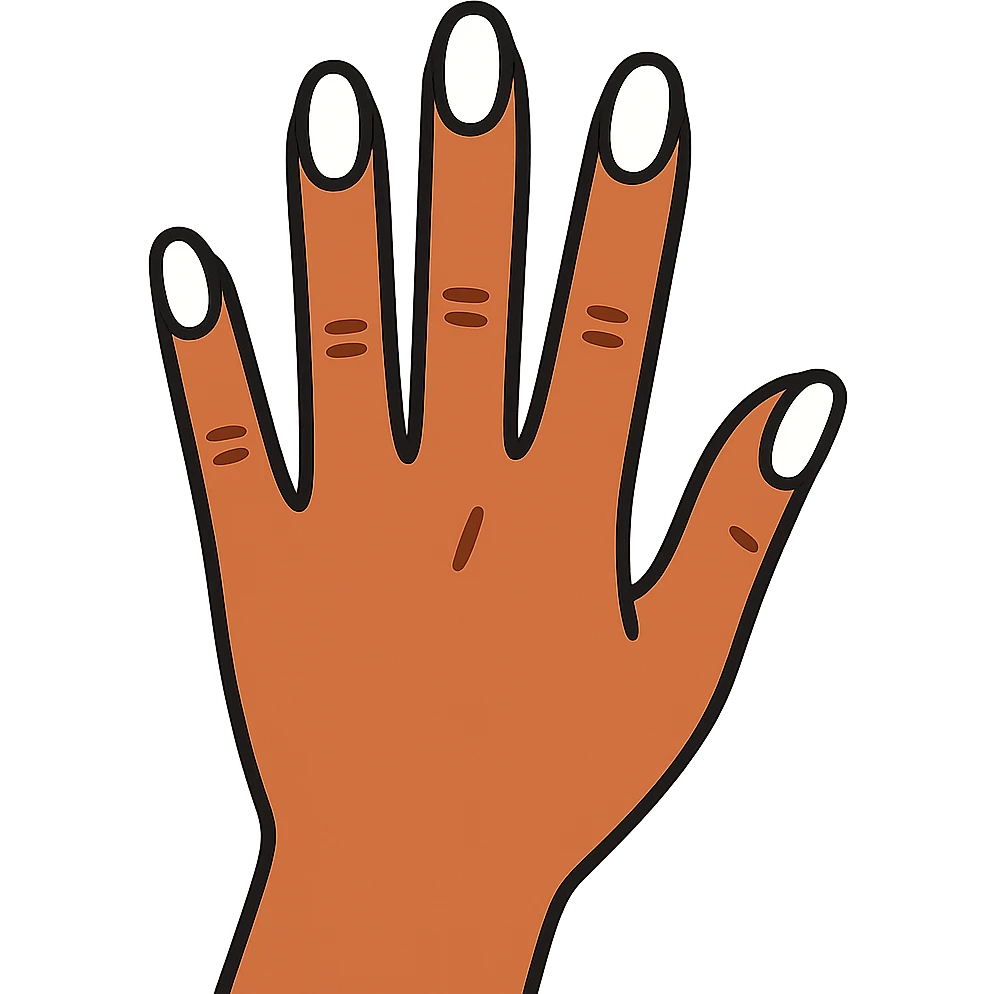 beautiful realistic female hand with five fingers and white manicure emoji
