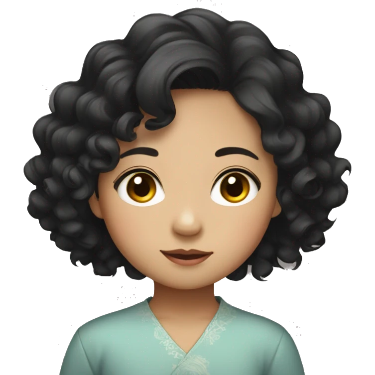 Southeast Asian, round face, little girl, black curly hair, short hair emoji