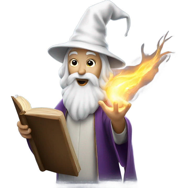 White wizard casting spell holding book emoji