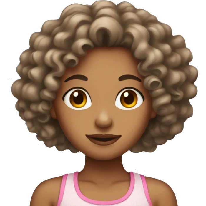 A mixed girl with curly hair emoji