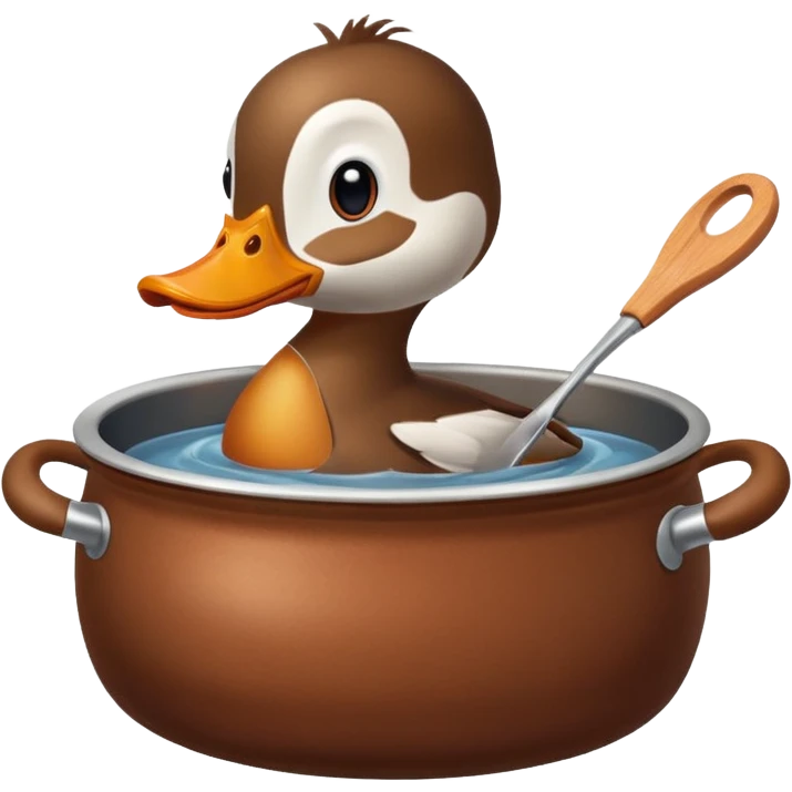 A duck inside of a pot emoji