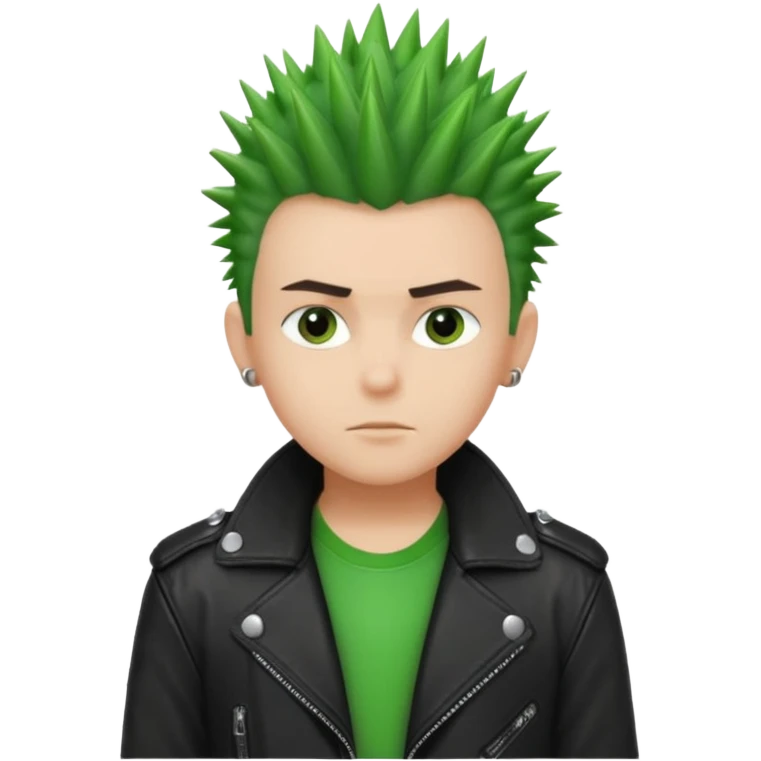 Boy with Spiky Hair – green spikes, black leather jacket emoji