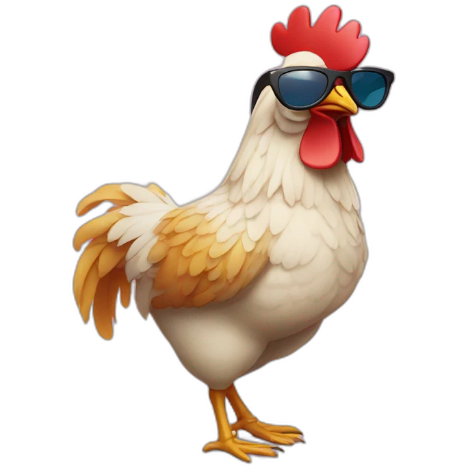 Chicken with Jordan shoes and sun glasses emoji