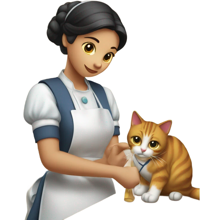 kitchen maid cleaning the cat emoji