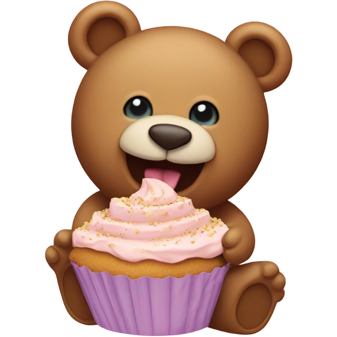 Teddy with eating emoji