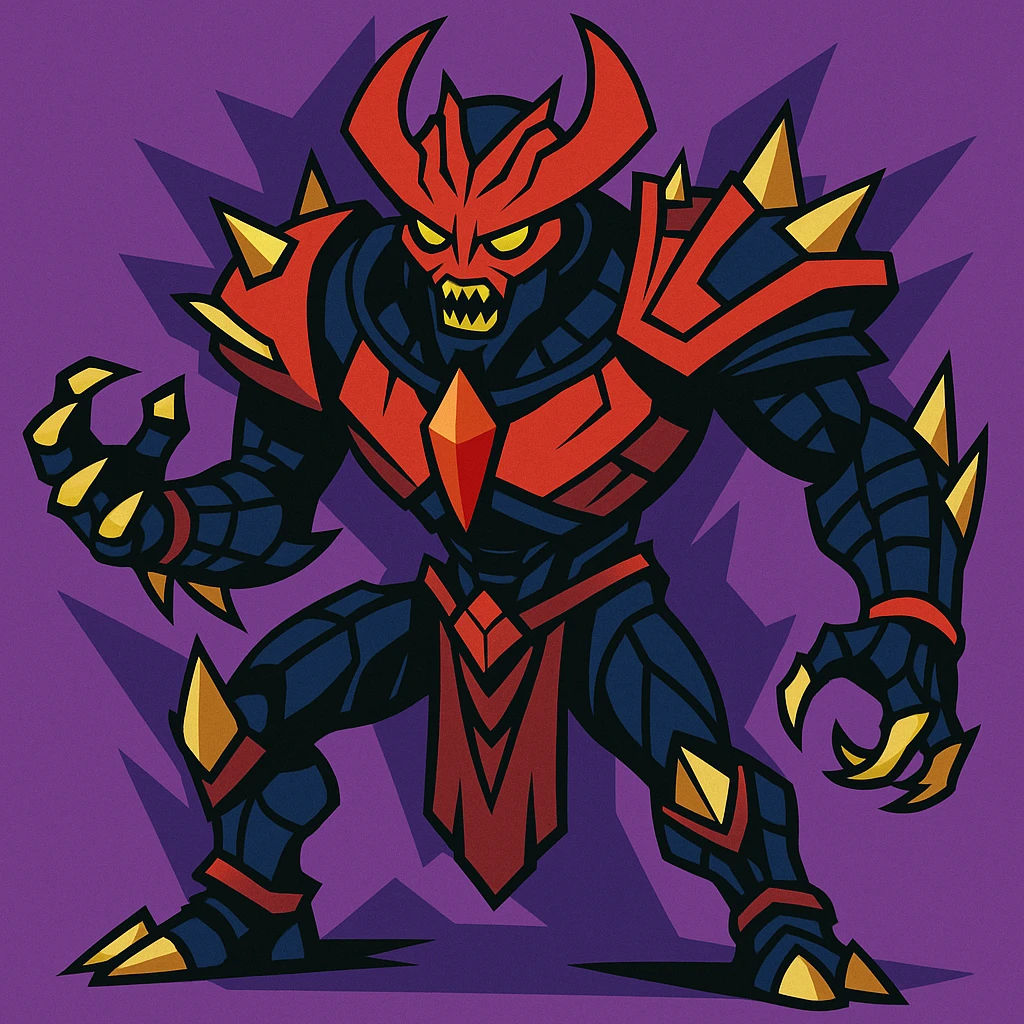 Rhulk from Destiny, menacing pose, detailed armor, stylized illustration emoji