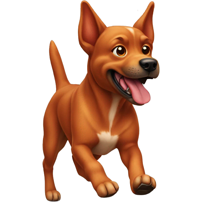 realistic solid red dog with pointed ears running emoji