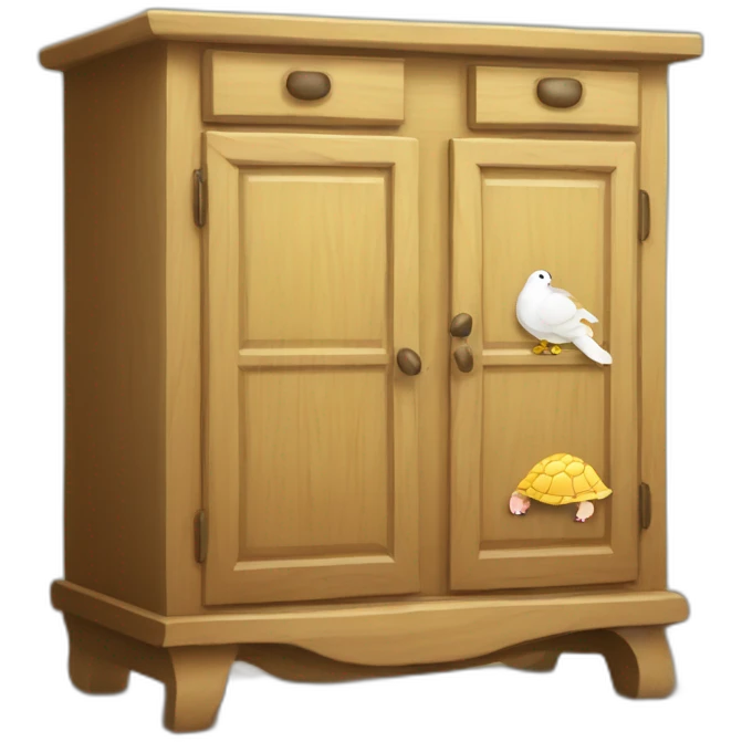 Tortue sur armoire qui mange du poulet emoji