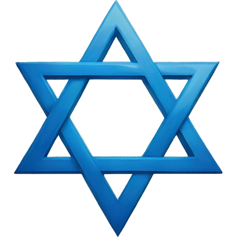 simple, flat, two-dimensional, blue star of david emoji