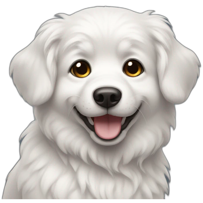 smiling dog with white fur and dark eyes emoji